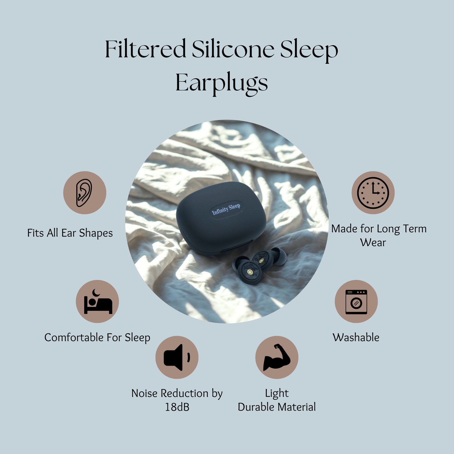 Infinity Sleep - Filtered Silicone Sleep Earplugs